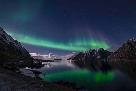 Hd Wallpaper Aurora Borealis Night Northern Lights Norway The