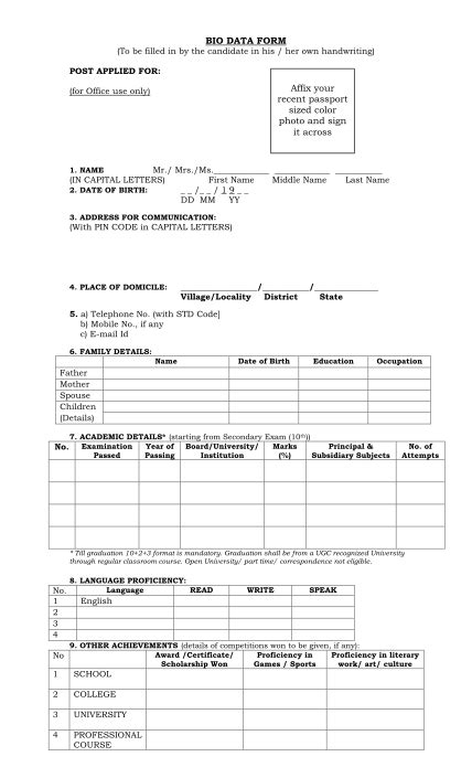 74 Blank Biodata Form Download Page 5 Free To Edit Download And Print