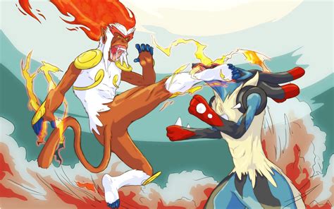 Infernape Vs Mega Lucario My Illustration Work Pokemon