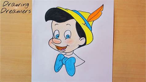 How To Draw Pinocchio Face Easy Color Drawing Colorful Drawings