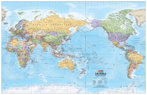 World Political Pacific Centred Wall Map Hema Maps Online Shop
