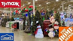 TJ MAXX LOWE'S HOME DEPOT CHRISTMAS DECORATIONS TREES DECOR SHOP WITH ME SHOPPING STORE WALK THROUGH