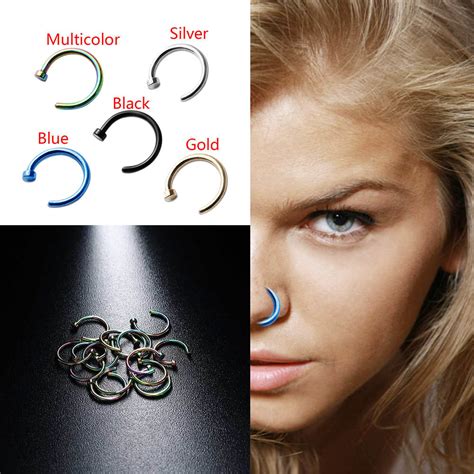 Fashion Medical Titanium Fake Nose Ring Non Piercing Silver Gold Body