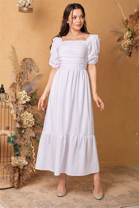 White Cottagecore Dress Summer Cotton Dress With Lantern Etsy