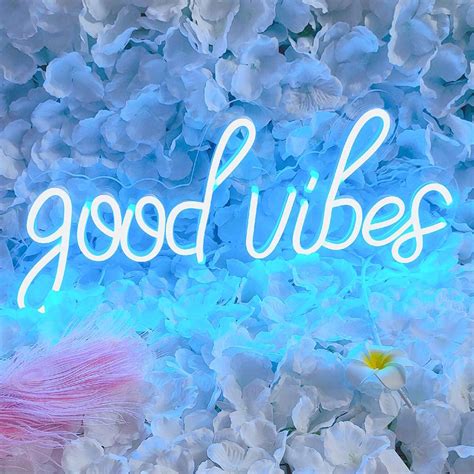 Blue Good Vibes Led Neon Sign Good Vibes Neon Sign
