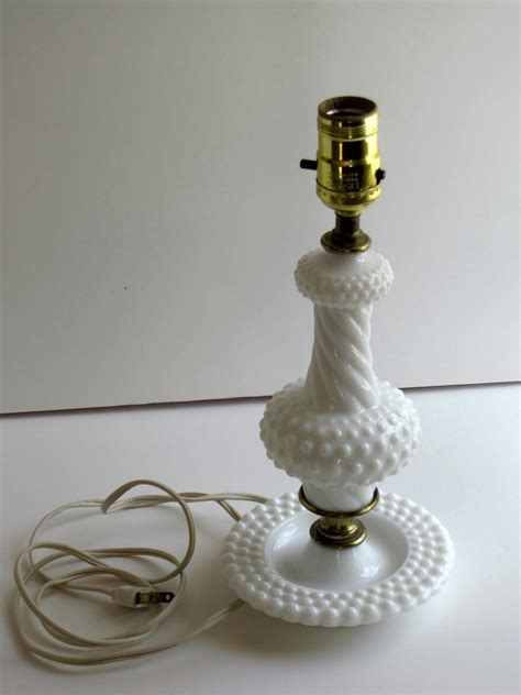 Vintage White Milk Glass Hobnail Lamp By Heartlandvintageshop
