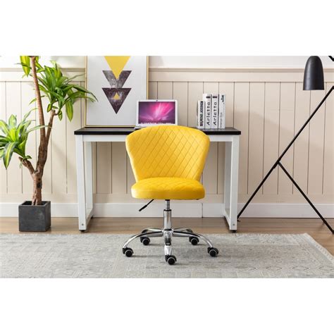 Velvet Ergonomic Swivel Chair Adjustable Height Armless Home Office