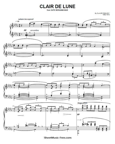 Claude Debussy Clair De Lune Sheet Music And Printable Pdf Music Notes Sheet Music Piano