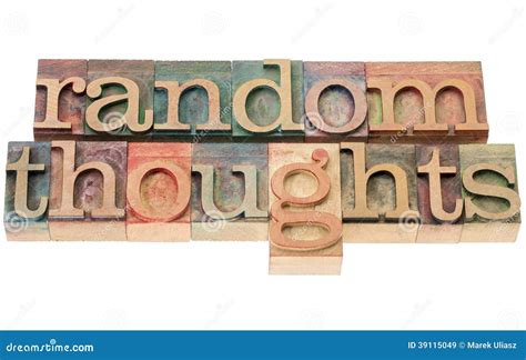 random thoughts in wood type stock image image of sign block 39115049