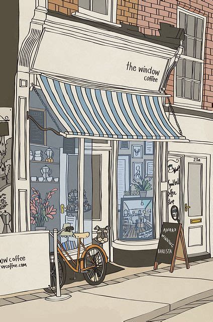 Coffee Shop Shop Illustration Anime Scenery Wallpaper
