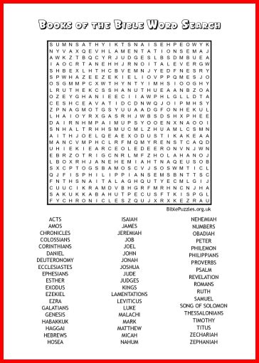 Books Of The Bible Bible Wordsearch Puzzle