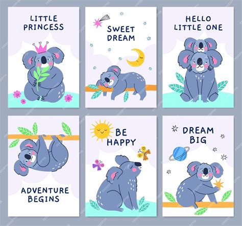 Premium Vector Cartoon Cute Koalas Characters Little Australian