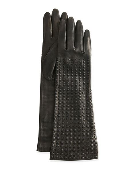 Portolano Long Studded Leather Gloves Studded Leather Leather Gloves