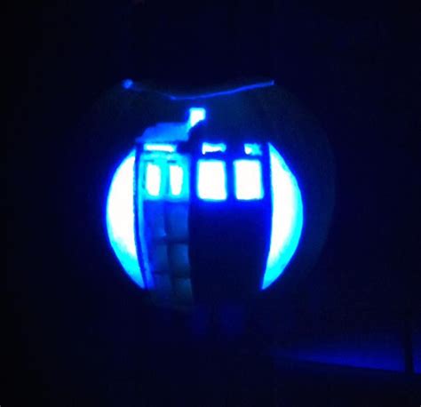 Doctor Who Tardis Halloween White Pumpkin With Blue Led Doctor Who