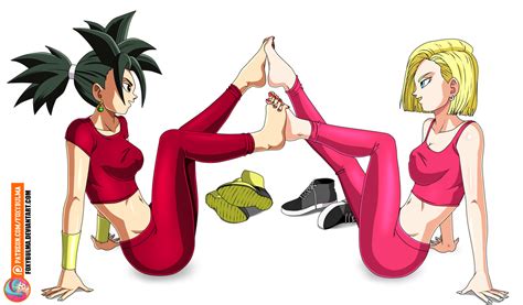 commission kefla and android 18 playing with feet by foxybulma on deviantart anime dragon