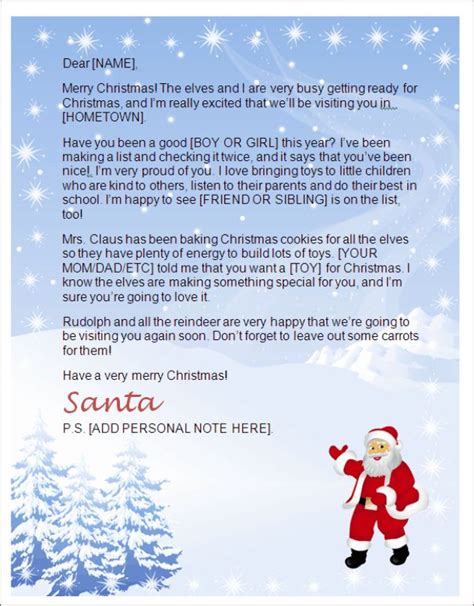 letter from santa template word letters from santa north throughout letter from santa templat