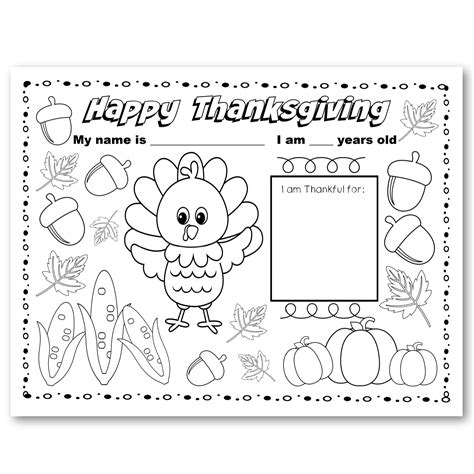 Thanksgiving Coloring Placemats For Kids At Home With Zan Printables