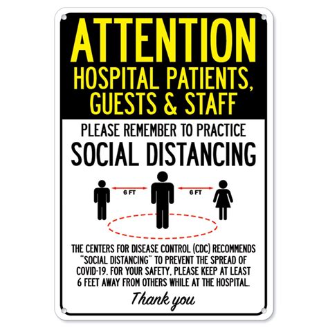 Public Safety Sign Hospital Patients Guests And Staff Social Distancing