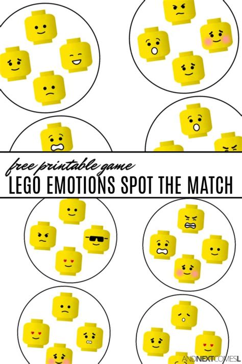 Free Printable Lego Emotions Spot The Match Game Emotions Game