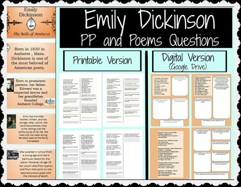 Emily Dickinson Ppt And Lesson Plans Essential Vocabulary Ppt Included