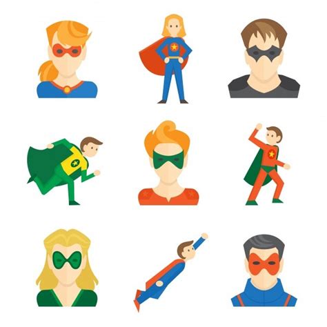 Superhero Boys And Girls Avatars In Masks And Disguise Flat Set