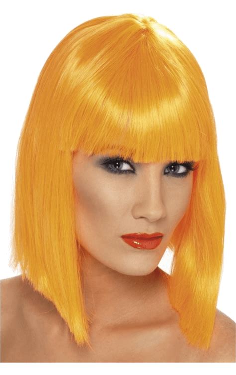 Adult Glam Wig Neon Orange Uk