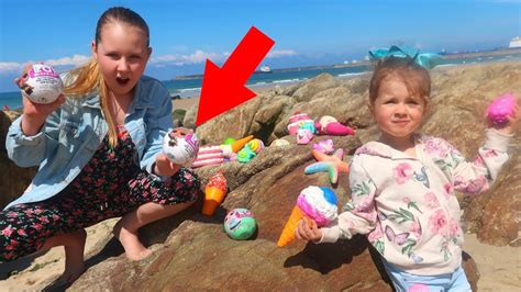 Lol Surprise Dolls Toy Hunt Challenge At The Beach Ruby Rube And Bonnie Youtube