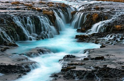 Wallpaper Blue Beautiful Rock River Landscape Waterfall Iceland