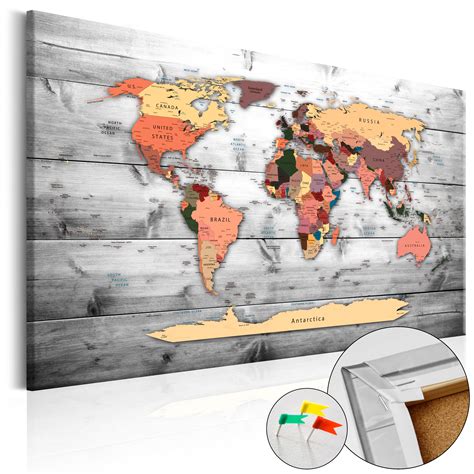 World Map Pinboard Cork Board Canvas Print Wall Art Picture Home K C