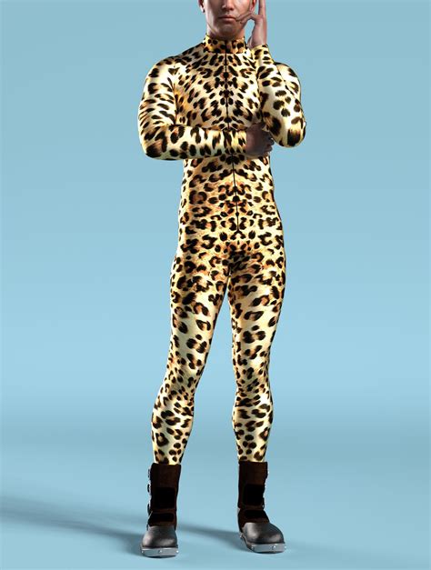 Sexy Bodysuit Men Cheetah Costume Animal Print Bodysuit Etsy