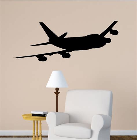 Airplane Wall Decal Boeing 747 Jet Aircraft Vinyl Wall Sticker Etsy