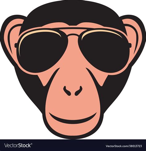 Monkey With Aviator Sunglasses Color Royalty Free Vector