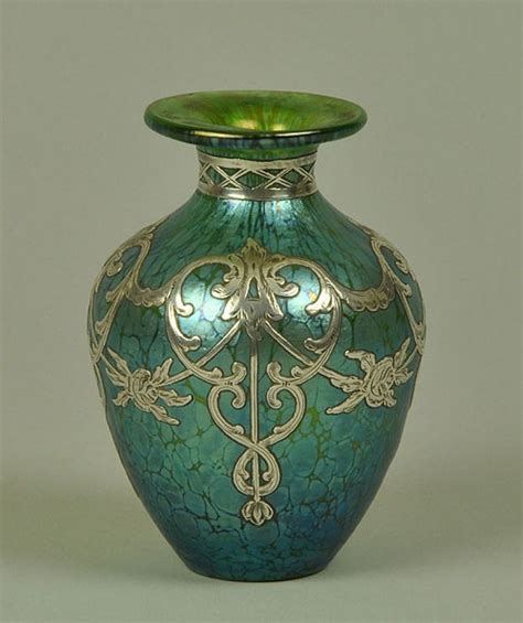 Loetz Silver Overlay Vase 1890 Magnificent Glass Bottles Art Glass Art Bottle Art