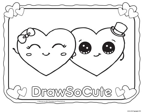 The dog lies and waits to be stroked or colored. Valentine Hearts Draw So Cute Coloring Pages Printable