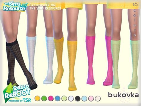 Bukovkas Retro Reboot Knee Socks Retro In 2021 Sims Sims 4 Knee Socks