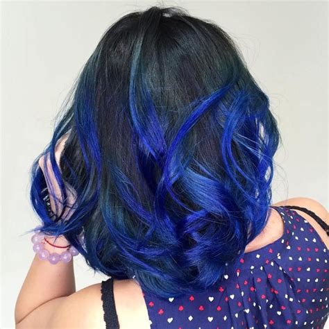 40 Two Tone Hair Styles Blue Hair Highlights Royal Blue Hair Black