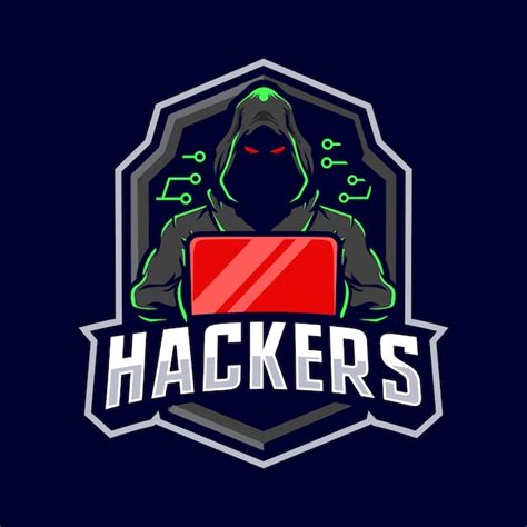 Logotipo De La Mascota De Hackers Vector Premium