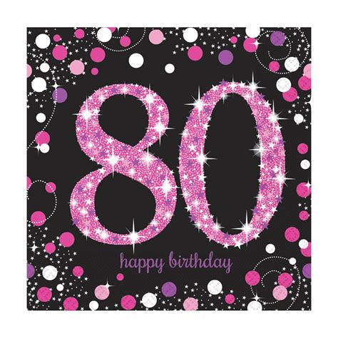 Pink Sparkle 80th Birthday Party Napkins Click Save Smile