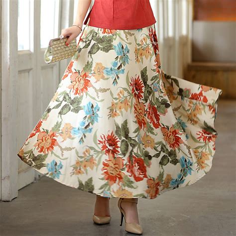 2018 Women Bohemia Floral Printed Summer Skirts Elastic Waist Plus Size