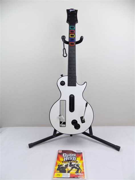 Nintendo Wii Gibson Les Paul Guitar Hero Rock Band Controller World Tour Game Starboard Games