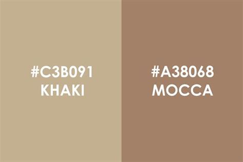 Two Brown And White Images With The Words C Khaki And Mocca