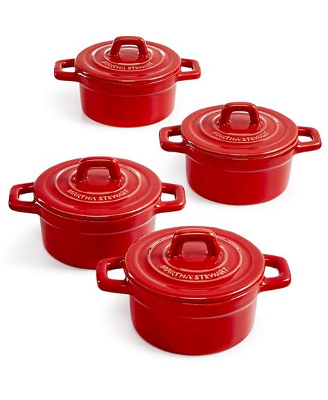 Martha Stewart Collection 4 Pc Ceramic Cocotte Set Created For Macys