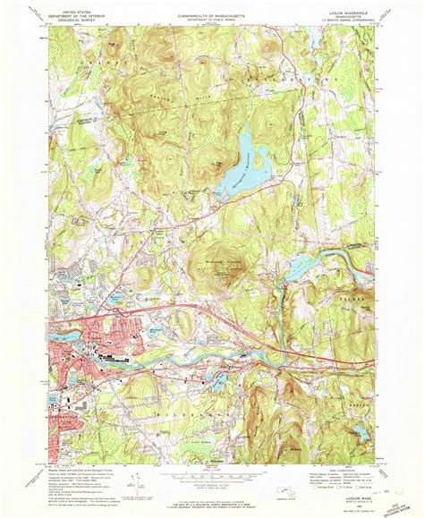 Ludlow Massachusetts 1969 1972 Usgs Old Topo Map Reprint 7x7 Ma Quad