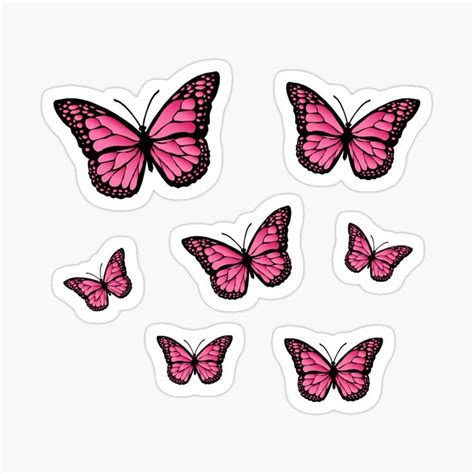 Pink Butterfly Set Sticker By Melmggn Scrapbook Stickers Printable