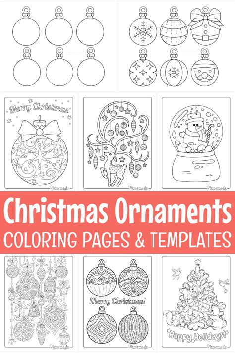 Printable Christmas Ornaments Coloring Pages And Blank Templates