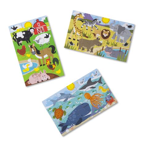 4.7 out of 5 stars with 43 ratings. Melissa & Doug Amazing Animals Wooden Jigsaw Puzzles in a ...