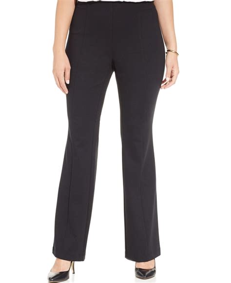Inc International Concepts Plus Size Pull On Ponte Bootcut Pants In Black Deep Black Lyst