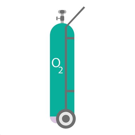 cilindro de oxígeno verde con ilustración vectorial de camilla sobre