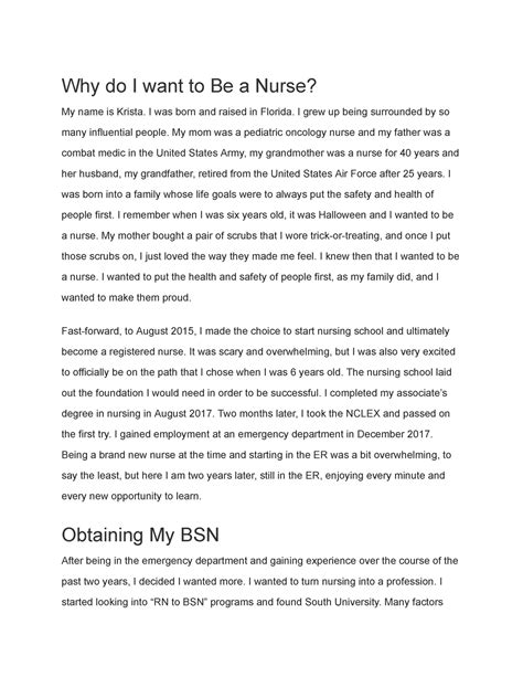 why i want to be a nurse essay why do i want to be a nurse my name is krista i was born and