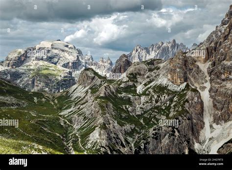 Italian Alps Landscape In Tre Cime Lavaredo Dolomite National Park